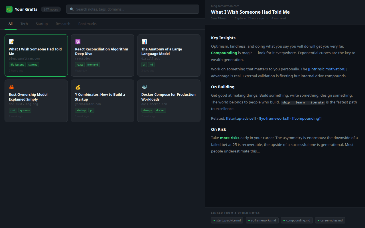 Graft — Your saved notes vault